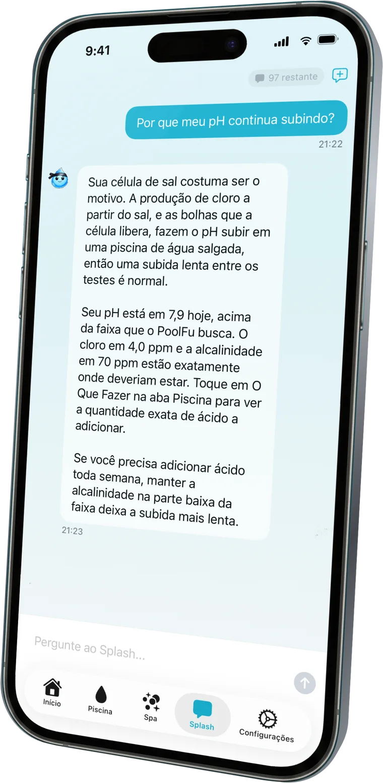 Pergunte ao Splash sobre sua piscina